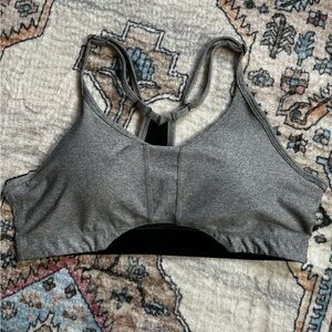 SHAPE Padded Mesh Design Sports Bra in Grey/black Medium